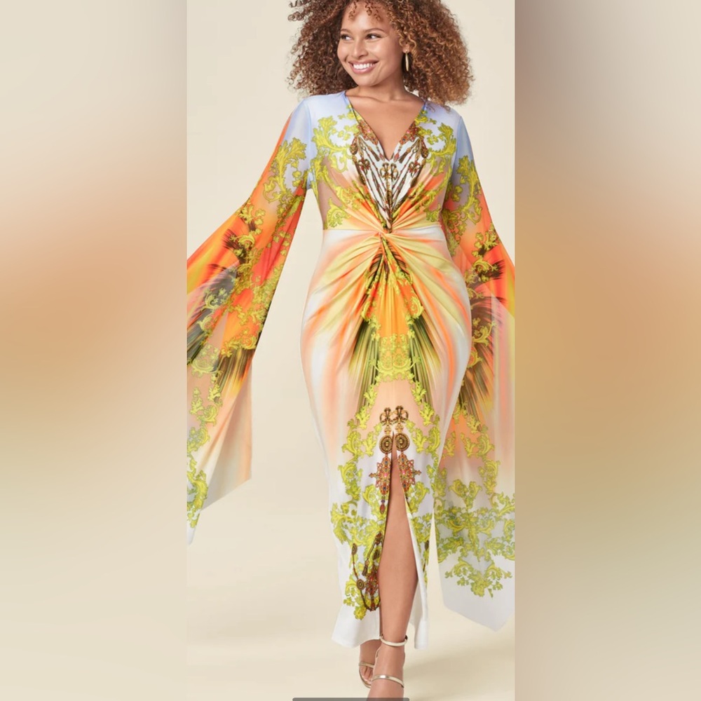 Exaggerated sleeve maxi dress